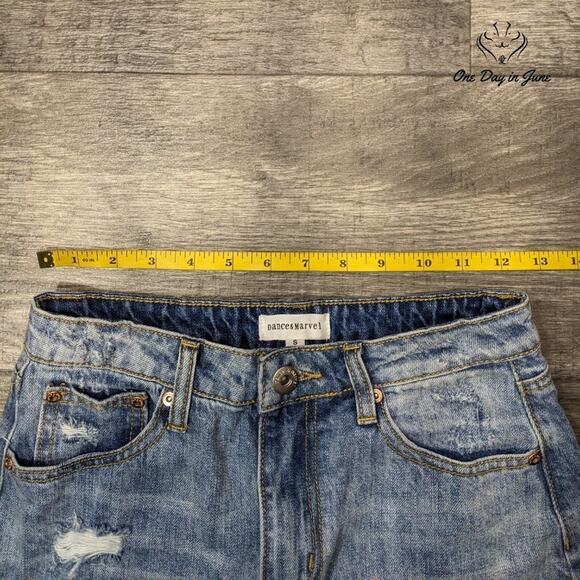 Dance & Marvel Juniors Distressed Hem Denim Skirt Size S - Picture 3 of 5